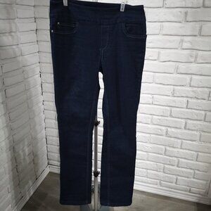 Golden Girls Ladies Size 10 Dark Wash Straight Legs Pull On Style Blue Jeans